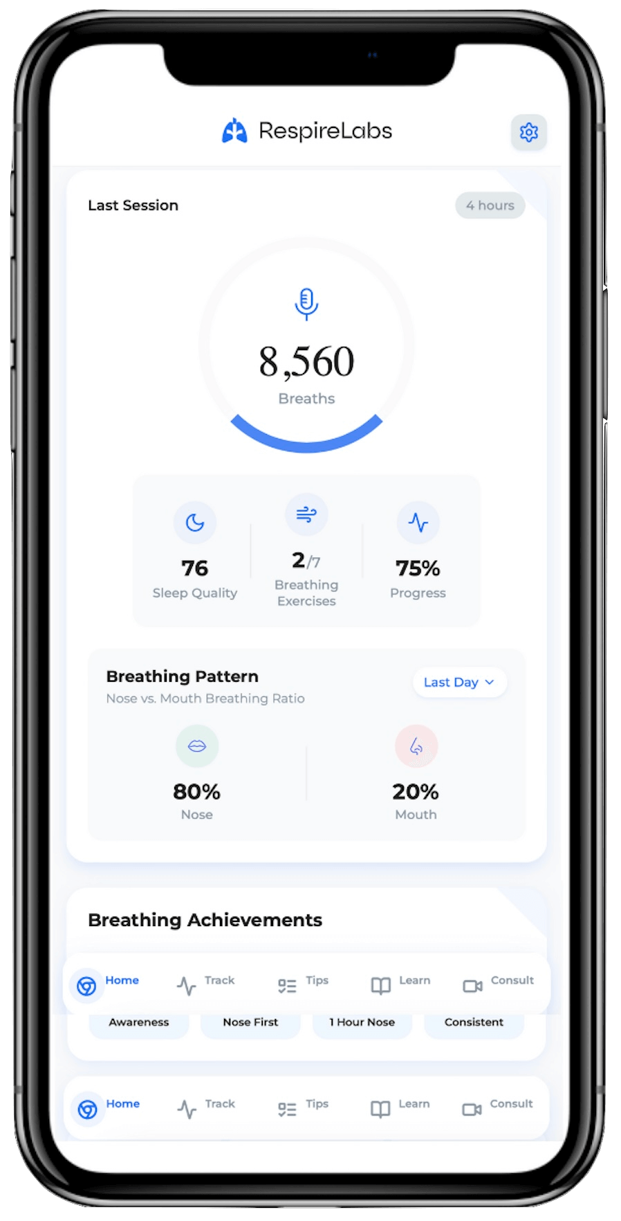Mobile app home screen